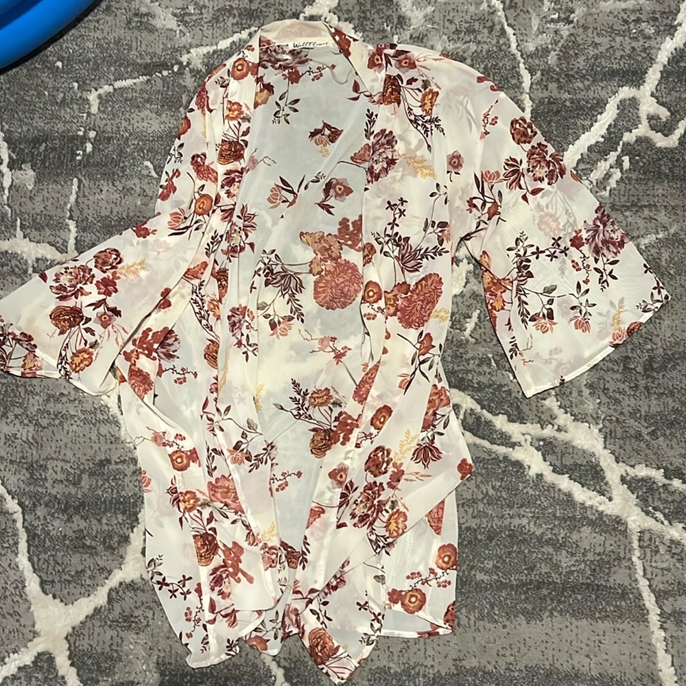 Sheer Floral Cardigan - L - 14/16